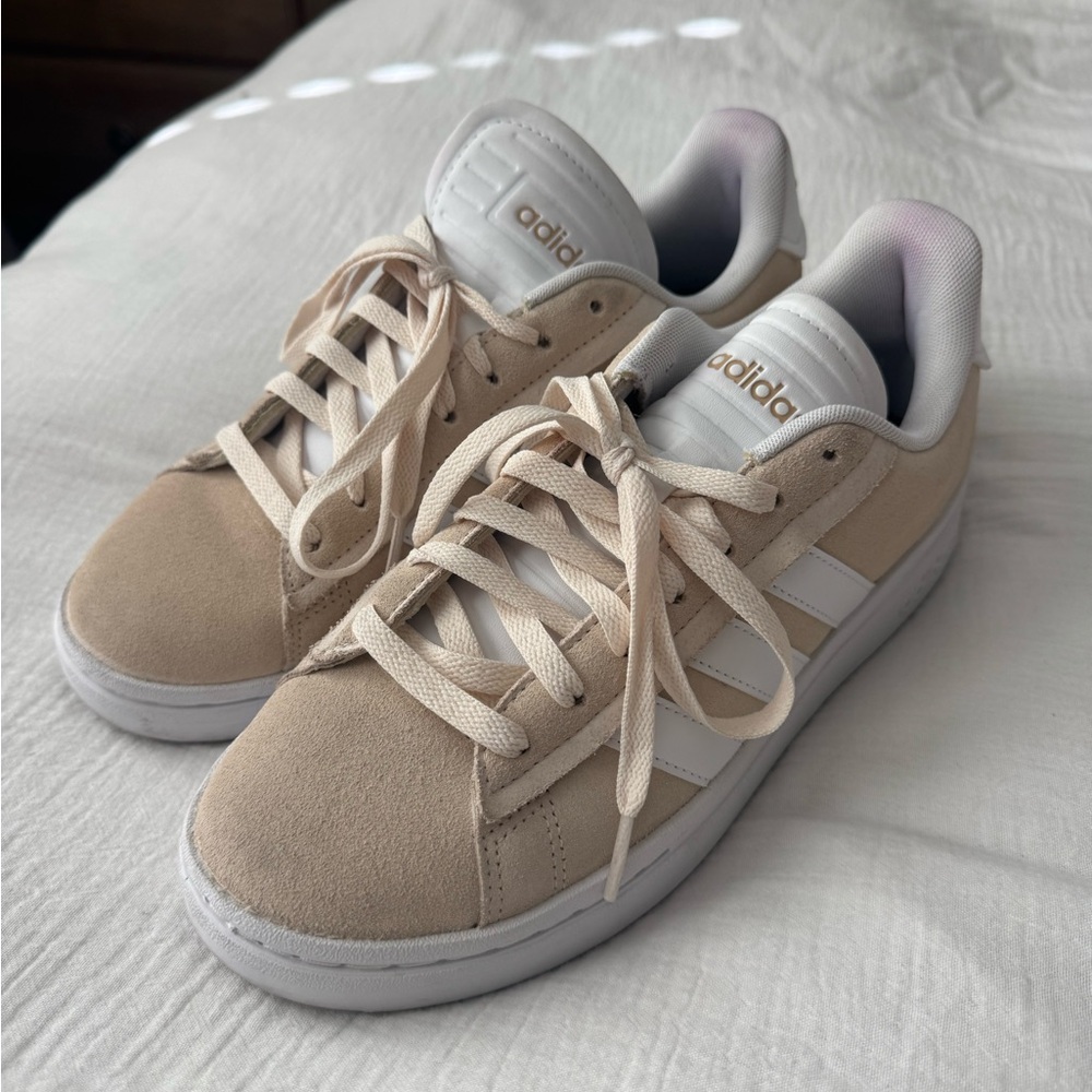 Adidas Women's Beige and White Sneakers